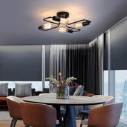 Vintage 4-Light Black Rustic Semi-Flush Ceiling Chandelier