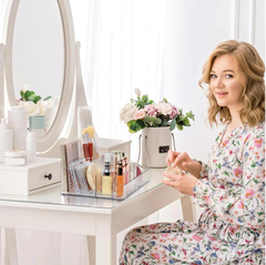 1 Tier Clear Makeup Organizer Cosmetic Storage for Vanity and Bathroom