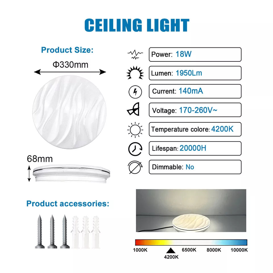 Modern LED Ceiling Light Round Panel – Energy-Efficient Indoor Downlight for Bathroom, Kitchen & Bedroom