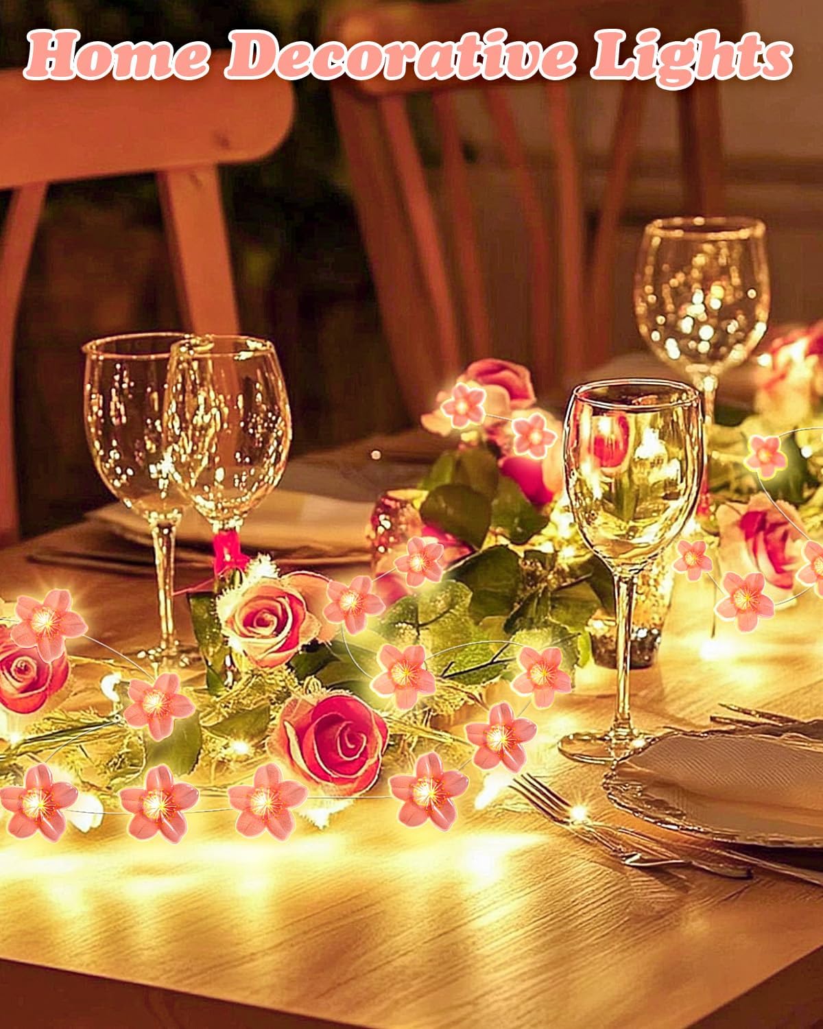 2M Pink Cherry Blossom Flower Fairy String Lights