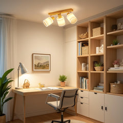 3-Way Kitchen Ceiling Spotlight with Adjustable Wooden Bar