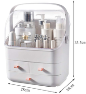 Portable Makeup Organizer Box, Transparent Cosmetic Storage Case for Vanity Table