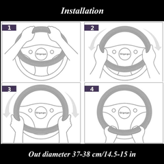 Leather Car Steering Wheel Cover – Soft Microfiber, Anti-Slip, Breathable, Universal Fit (37–38cm, Black)