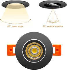 2 Inch LED Recessed Ceiling Light, 3W Dimmable LED Downlight, Warm White 3000K-3500K, Recessed Lights with Driver, 6Pack