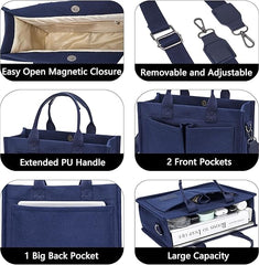 Large Canvas Tote Bag for Women – Work Shoulder Handbag with Compartments