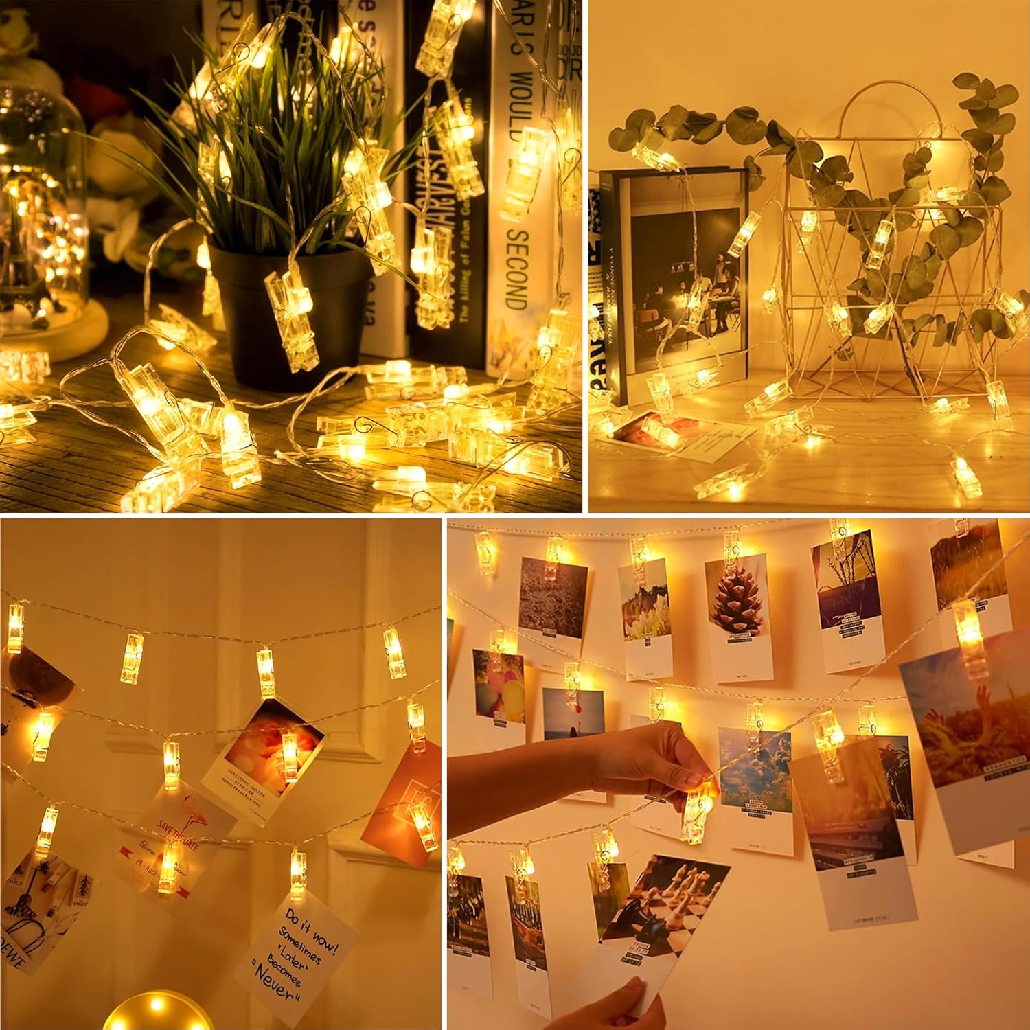 3M Photo Clip String Lights – 20 LED, 8 Modes, Battery Powered