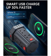 8-Way Tower Extension Lead with 4 USB Ports, 13A 3250W Power Strip, 2M Cable