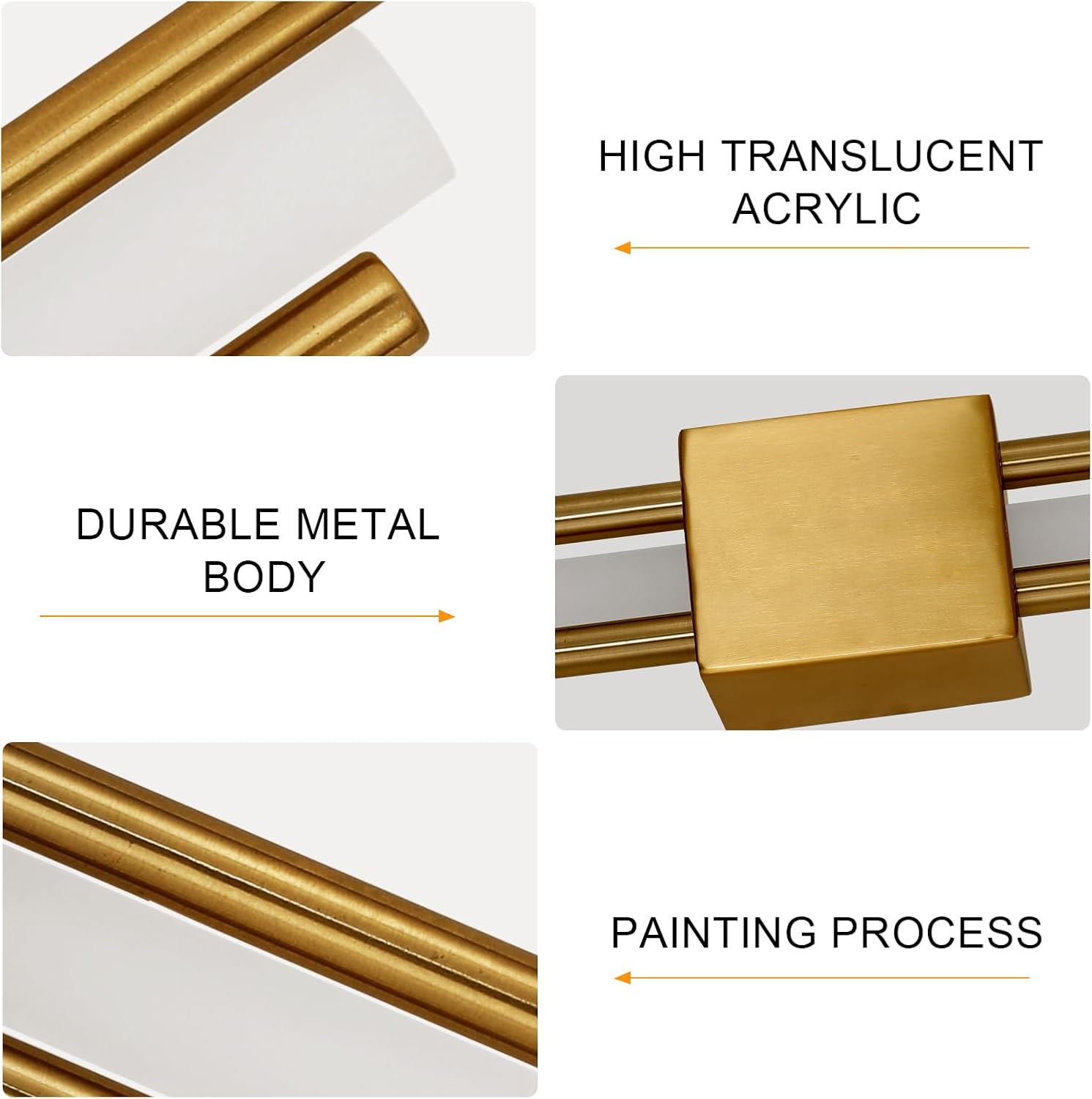 LED Wall Light Indoor – 10W Gold Modern Acrylic Wall Lamp, 3000K Warm White