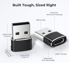 USB to USB-C Adapter 3-Pack – Type-C Female to USB-A Male Converter for iPhone & iPad