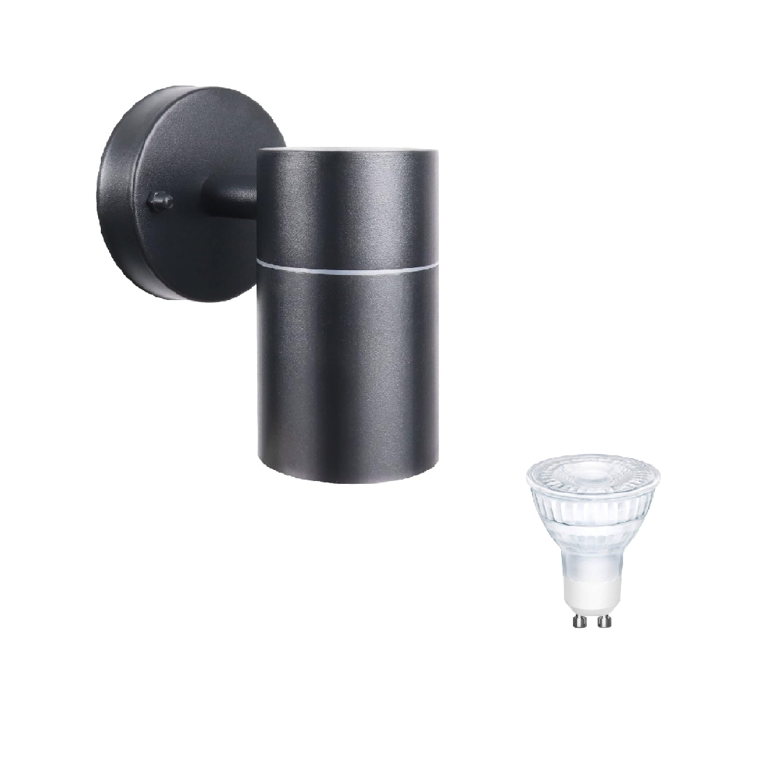Black Outdoor Wall Light Down Only, GU10 Base, IP44 Waterproof Stainless Steel Exterior Wall Sconce for Front Door, Porch, Patio, Garden & Garage