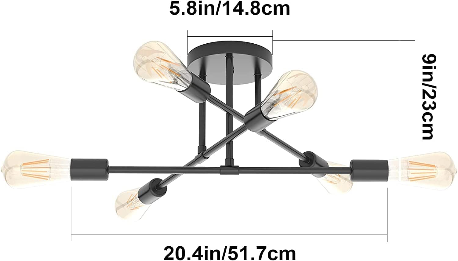 Modern 6/8-Light Black Sputnik Chandelier – Adjustable E27 Ceiling Fixture