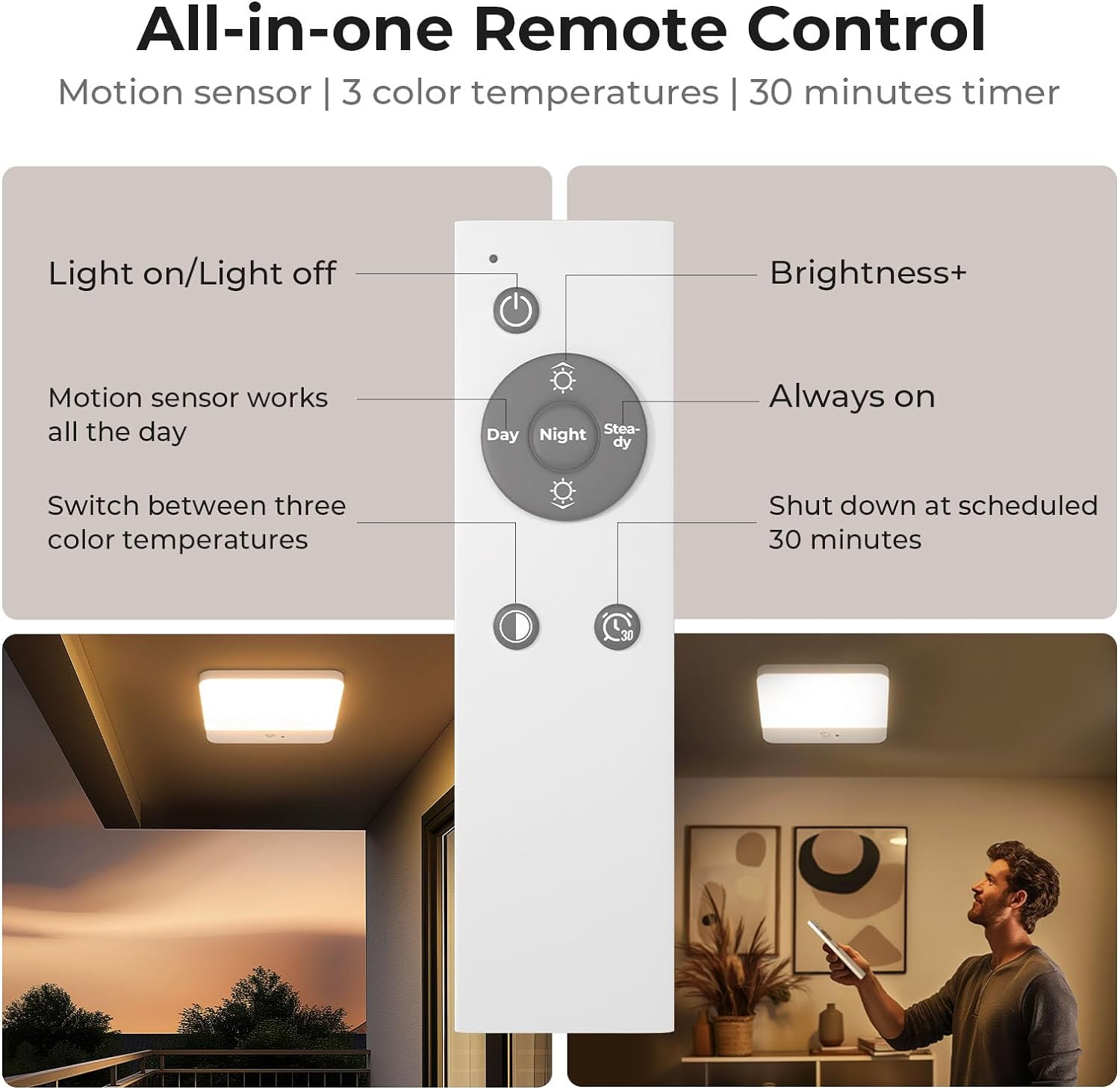 Motion Sensor Shower Ceiling Light