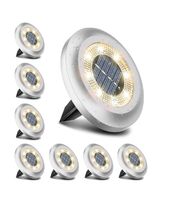 8-Pack Solar Disk Lights, Bright White Outdoor Pathway Lamps