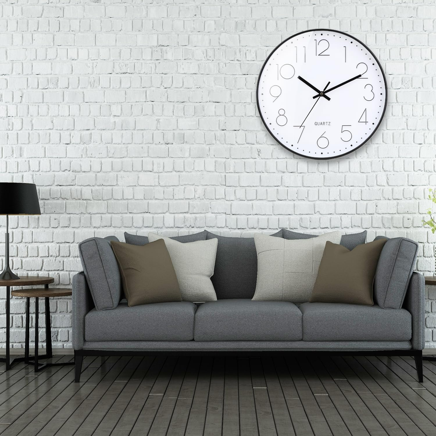 12-Inch Silent Quartz Wall Clock, Non-Ticking Decorative Clock for Home & Office (Black)