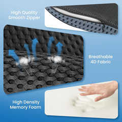 Memory Foam Car Seat Cushion – Wedge Booster Pad, Breathable Comfort for Long Drives