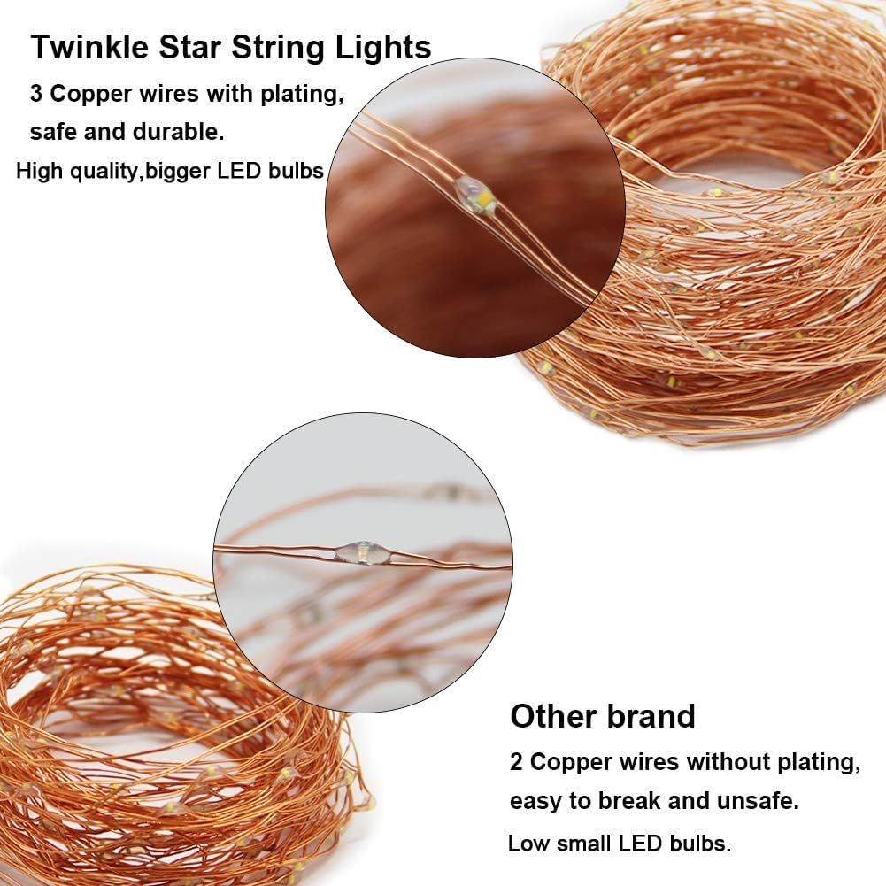 20M 200 LED Fairy String Lights – USB, Remote, 8 Modes, Warm White