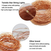 20M 200 LED Fairy String Lights – USB, Remote, 8 Modes, Warm White
