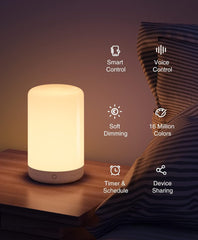 Smart Led bedside lamp, Alexa table lamp with timer Function, WiFi bedside lamp touch dimmable ,2700K~3100K, RGB+W, 2.4GHz