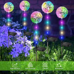 Solar Dandelion Garden Lights, 4 Pack Colourful LED Outdoor Flower Lights