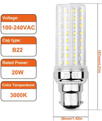 20W LED Corn Bulbs, 150W Incandescent Bulbs Equivalent, 3000K Warm White, 2300Lm, B22 Bayonet Cap Light Bulbs, 3-Pack