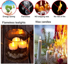 Tea Lights, 12 Pack Flameless LED Tea Light Candles 150 Hours Realistic Flickering Battery Operated