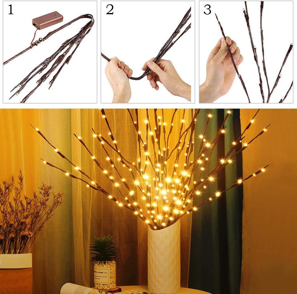 LED Branch Lights 3 Pack 73cm Twig Lights Decoration White