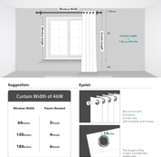 Foil Printed Grey Blackout Curtains – 46x54 Inch Thermal Eyelet Drapes, 2 Panels