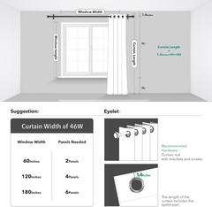 Foil Printed Grey Blackout Curtains – 46x54 Inch Thermal Eyelet Drapes, 2 Panels