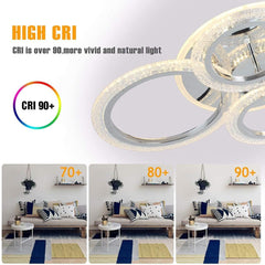 Modern 4-Ring LED Ceiling Light 58W Dimmable with Remote