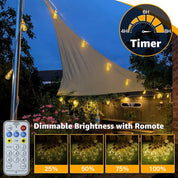 6m Solar Festoon Lights with Remote – 16 Bulbs Outdoor