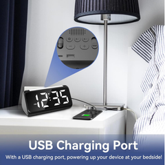 Large LED Digital Alarm Clock with Night Light, USB Charger & Dual Alarms