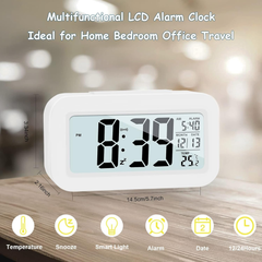 Upgraded Digital Alarm Clock with Temperature, Snooze, Calendar & LED Display