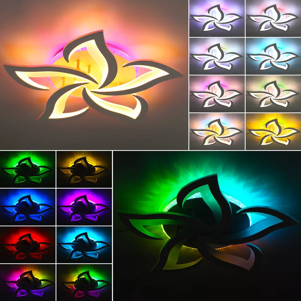 55W LED Ceiling Chandelier with RGB Backlight – Stylish Star Design, Dimmable Remote Control Lighting