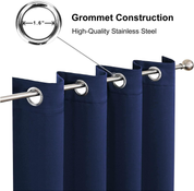 Thermal Blackout Eyelet Curtains with Tiebacks – 46x72 Inch, Navy Blue, 2 Panels