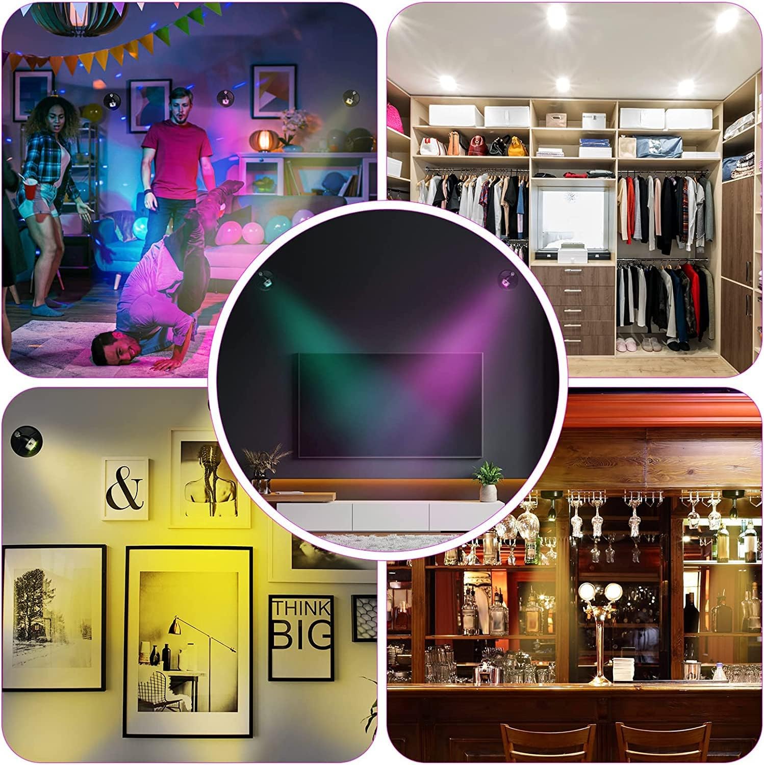 Wireless RGB LED Spotlights with Remote Control, Timer Wall Lights for Hallway, Cupboards  – 2 Pack