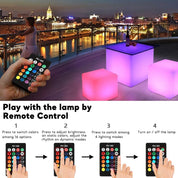 16" Waterproof Color Changing LED Cube Stool Lamp