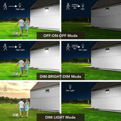 Solar Motion Sensor Lights Outdoor 2600mAh, 5000K Daylight White Security Lamp 800Lm with 3 Light Modes, IP65 Waterproof LED Solar Outdoor Spotlight