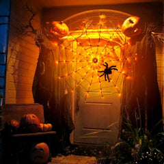 Halloween Spider Web Lights with Plush Spider Decoration