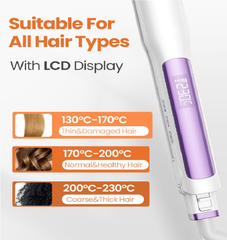 2-in-1 Hair Straightener & Curler – Fast Heating Titanium Flat Iron with 3D Floating Plates (White)