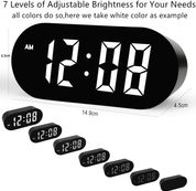 Simple Digital Alarm Clock with Large LED Display, 7 Brightness & Night Mode