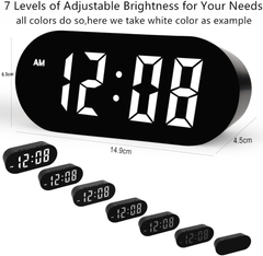 Simple Digital Alarm Clock with Large LED Display, 7 Brightness & Night Mode