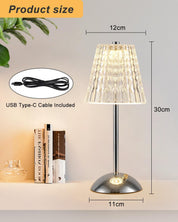Rechargeable Gold Table Lamp, Touch Dimmable LED Desk Light