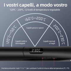 2-in-1 Hair Straightener & Curler – Titanium Plates, Fast Heat, LCD Display, Ionic Flat Iron (Black)