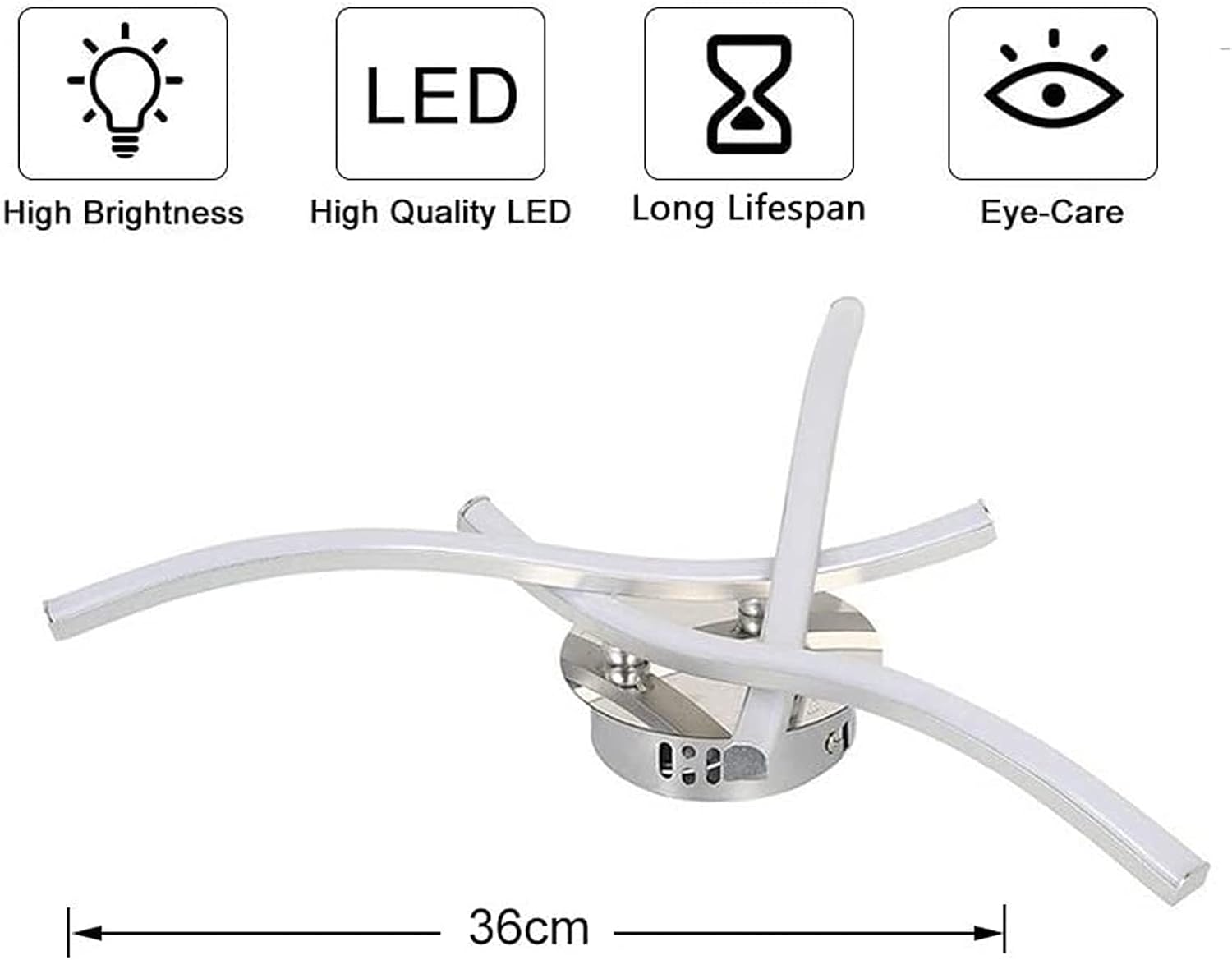 Dimmable 18W LED Curved Ceiling Light for Rooms