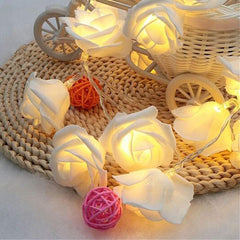LED Rose Flower String Lights, 20 Warm White Battery Fairy Lights