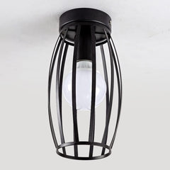 Modern Semi Flush Mount E27 Metal Wire Cage Ceiling Lamp for Farmhouse Kitchen, Bedroom