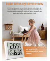 Digital Thermo-Hygrometer with Clock, Temperature & Humidity Monitor (White)