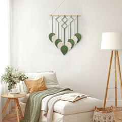 Macrame Green Leaf Boho Wall Hanging Tapestry Décor