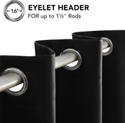 Super Soft Thermal Blackout Curtains 42x84" – Eyelet 2 Panels, Room Darkening Black