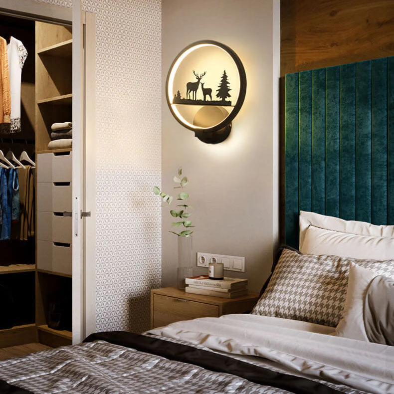 LED Round Wall Lamp with Deer Design